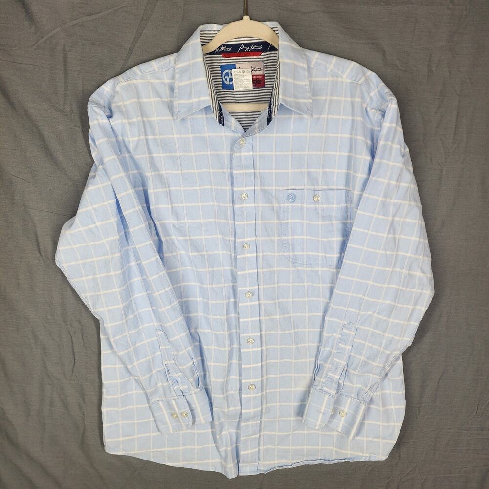 Wrangler George Strait Men Button Up Shirt XL Blue Western Rodeo